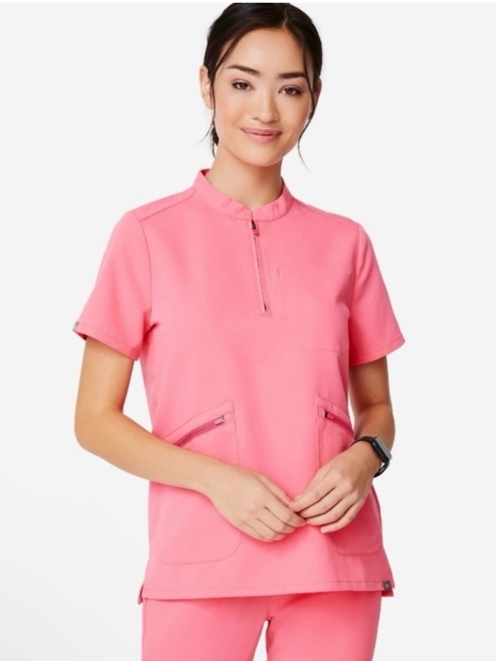 FIGS Limited Edition Nata Scrub Top and Yola Pants Set in Neon Pink